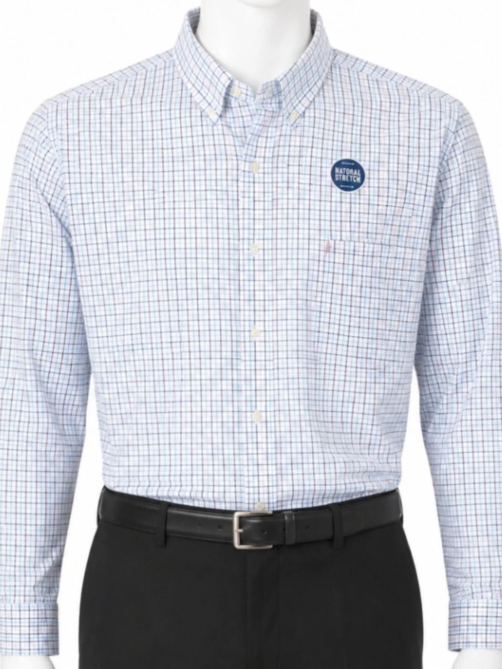 IZOD Men's 2XL Button Down Shirt Premium Essentials Natural Stretch Plaid